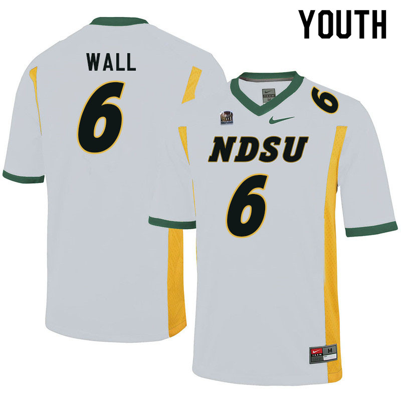 Youth #6 Cedric Wall North Dakota State Bison College Football Jerseys Sale-White - Click Image to Close